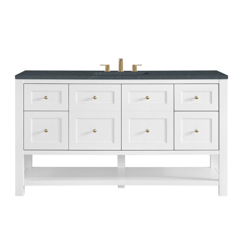 Breckenridge 60'' W Single Vanity, Charcoal Soapstone Silestone, Bright White, Widespread