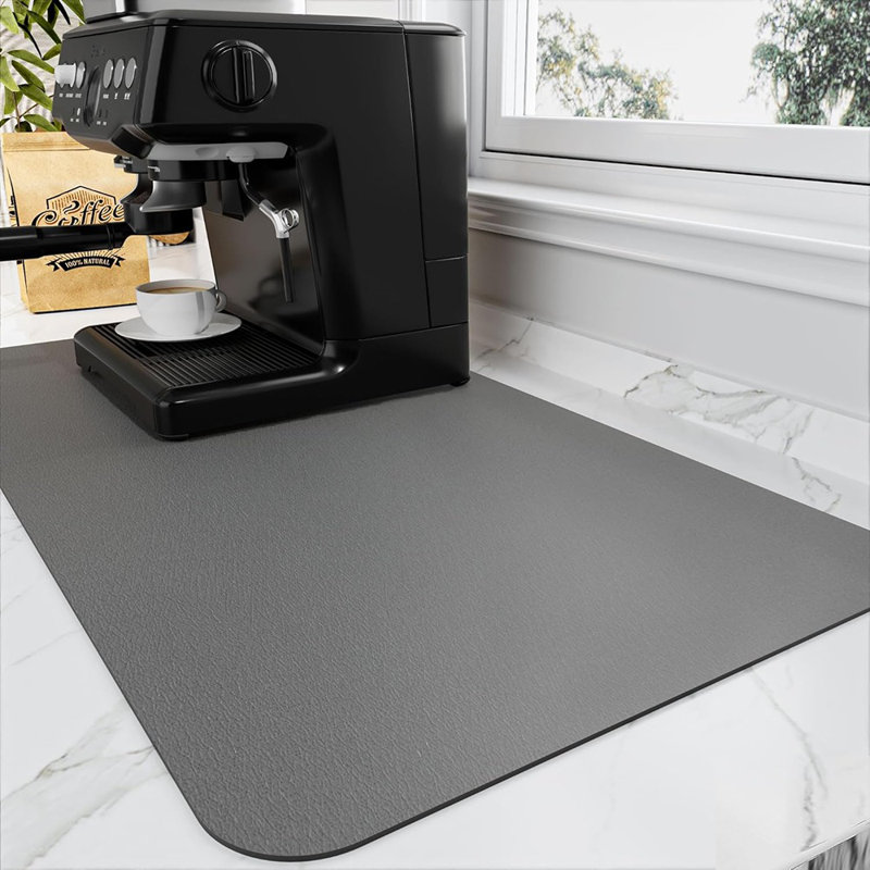 Tapis de bar à café - noir - absorbant, antitaches, tampon à vaisselle en caoutchouc pour comptoir de cuisine, cafetière et station espresso