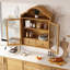 Armoire murale en bois massif 30,12 po avec plateau ondulé élégant, rétro rustique vieilli pour la salle à manger, la cuisine et le salon-1273266726
