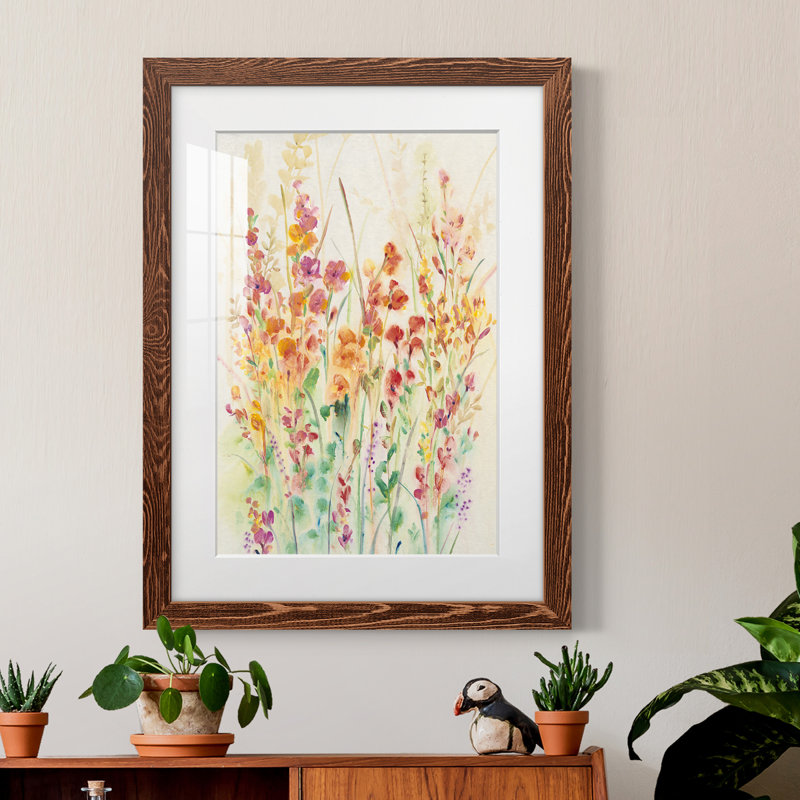 Mat encadré de qualité supérieure Brilliant Floral II - prêt à être suspendu, H 24 po x l 20 po x P 1 po, Érable encadré