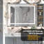 Miroir de salle de bain 32 x 24 pouces en argent brossé brillant 3000-6000K à DEL avec lumières, miroir de meuble-lavabo mural à intensité variable avec éclairage à brouillard réglable Master Bath Modern