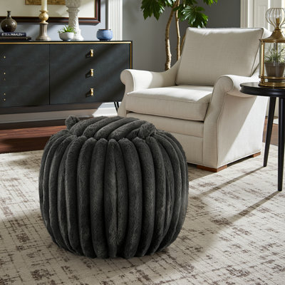 Doniphan Plush Furry Channel Fabric Storage Ottoman - by Willa Arlo Interiors