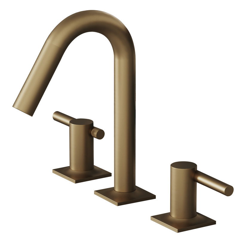 Robinet de salle de bain à large entraxe avec bonde, Or brossé