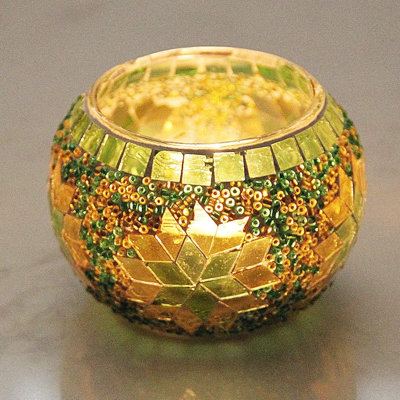 Ensemble de 4 photophores, décoration de Diwali pour la maison, photophores en verre mosaïque faits main pour centre de table, décoration de Diwali et Thanksgiving