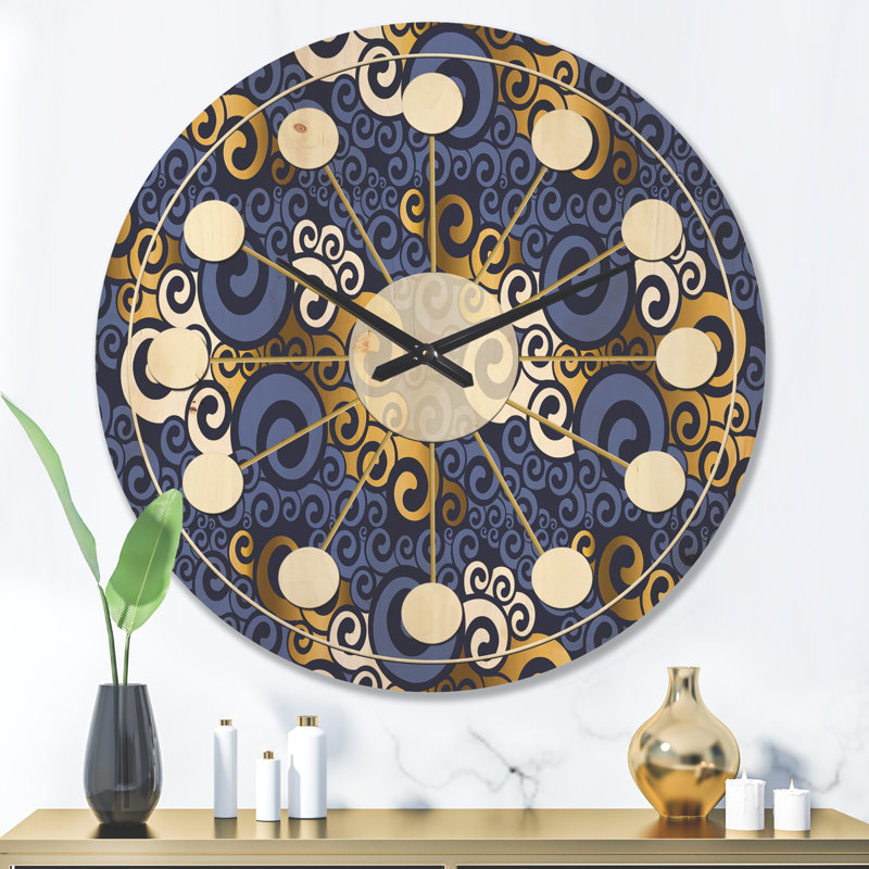 Horloge murale en bois Luxury Waves III, Grand
