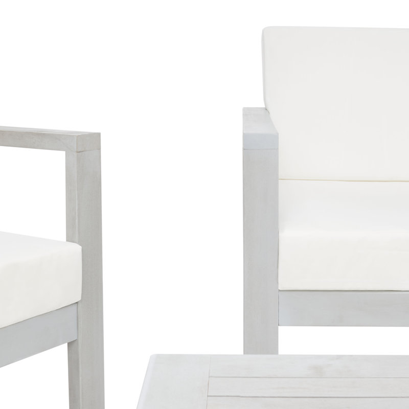 Aneesha Acacia 4 - Person Patio Conversation Set with Cushions, White, Grey