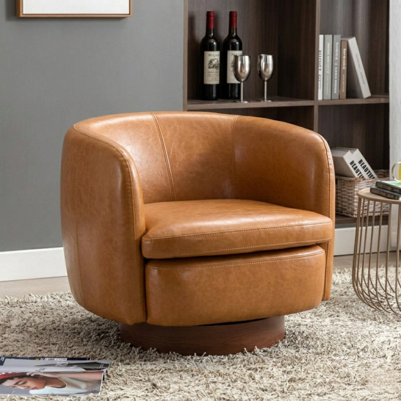 Fauteuil demi-tonneau pivotant de 35 po de largeur, Brun