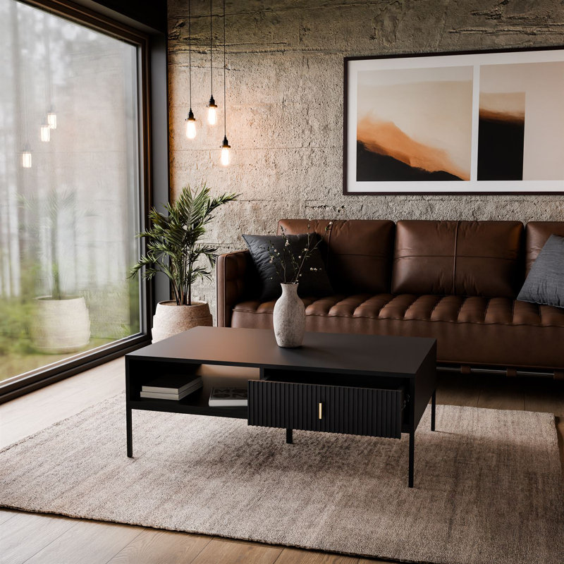 MIDNIGHT Coffee Table with Storage, Black Matte