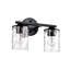 2 lumières 13 po Éclairage pour meuble-lavabo noir mat avec abat-jour en verre transparent martelé-1134545831-1107782671