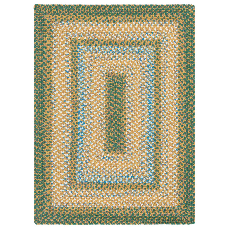 Tapis intérieur / extérieur tressé à la main à motif géométrique brun / vert foncé, Rectangle 2 pi 0 po x 4 pi 0 po