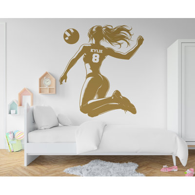 Large Custom Name Volleyball Girl Wall Decal Sport Wall Decal Kids Decal Personalized Gifts Wall Vinyl Wall Sticker Boy Room 569RS