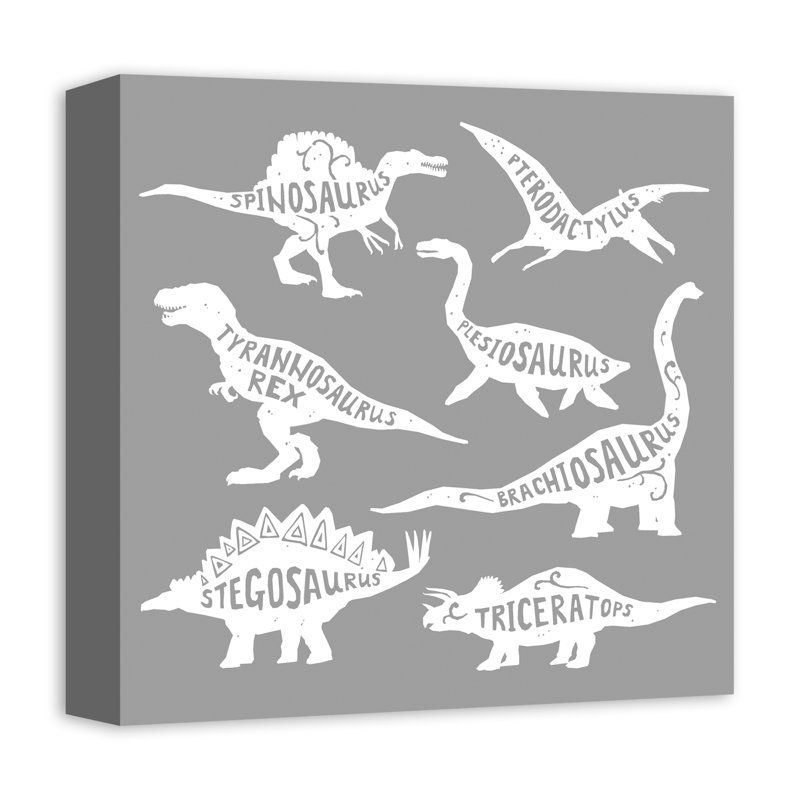 Art sur toile dino names Amapola, H 12 po x l 12 po x P 1,25 po, Gris / blanc