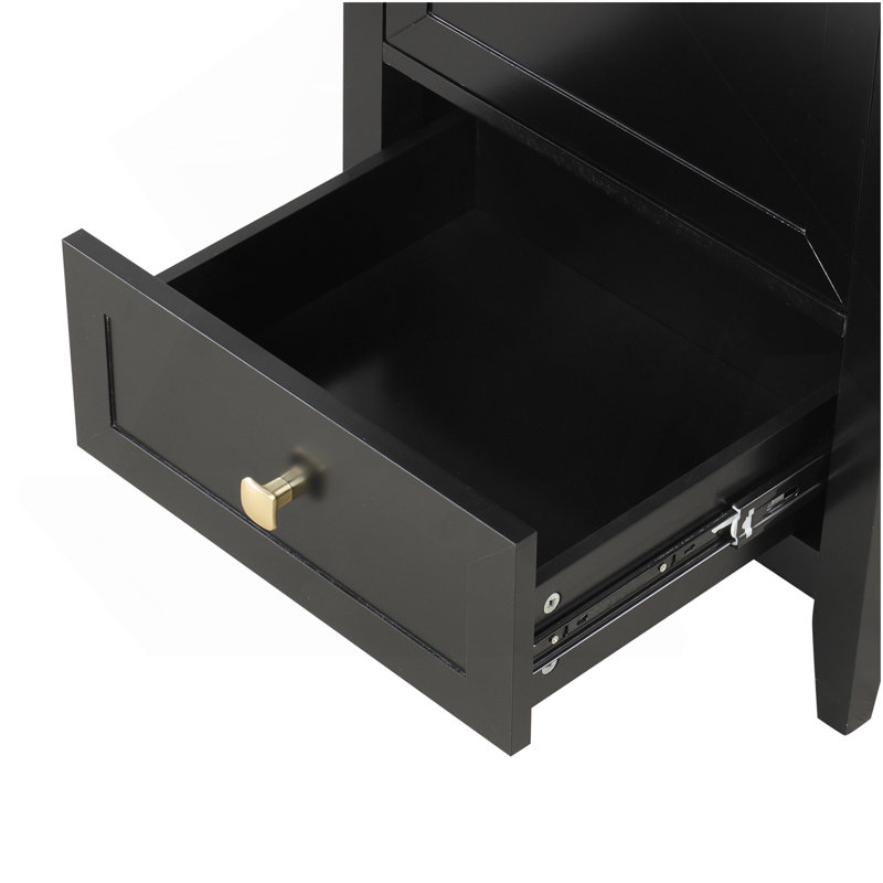Meuble-lavabo de 20 po avec lavabo, armoire de salle de bain avec porte à fermeture douce, support de rangement et tiroir, noir