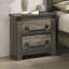 Ensemble de 3 grands lits rustiques gris avec grand lit et 2 tables de chevet au design unique