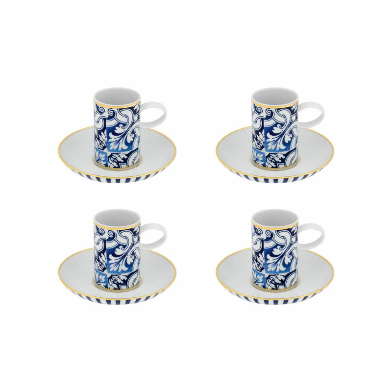 Ensemble de 4 tasses à café et soucoupes Transatlantica