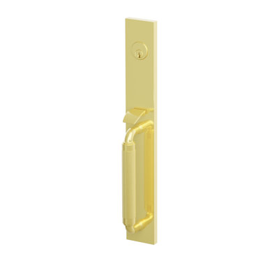 Ensemble de pinces à mortaiser Emtek SELECT, F20, pleine longueur, entraxe de 63,5 mm (2-1/2 po), tige extérieure en forme de R, poignée moletée ; poignée intérieure Helios, bronze huilé, pour droitier