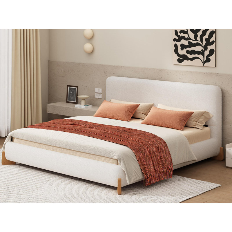 Lit rembourré Elegant Boucle, lit confortable pour grand lit de taille grand lit