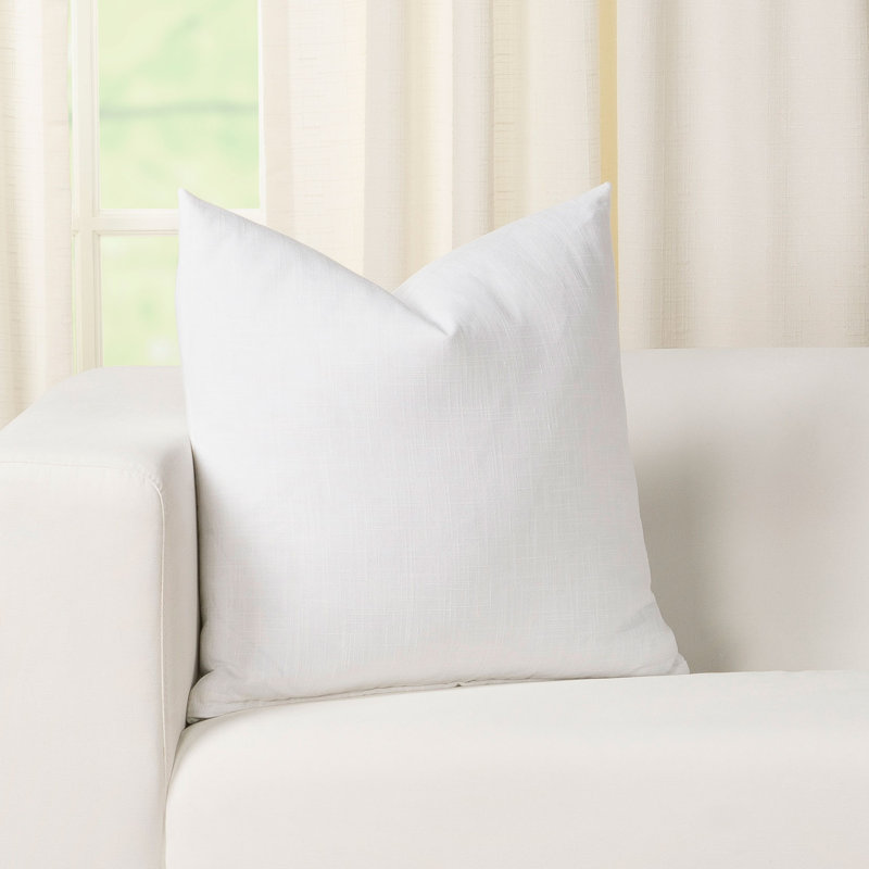 Housse de coussin décoratif en polyester Zoa, Blanc, Carré 16 po, Plumes