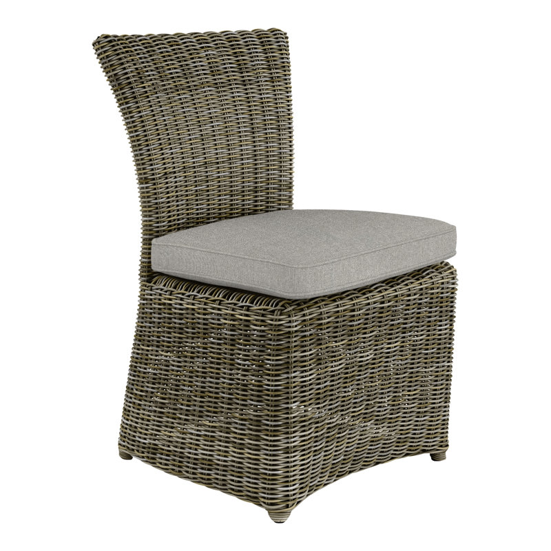 Sag Harbor Patio Dining Side Chair with Cushion (Set of 2), Sag Harbor Driftwood, Sharkskin 9415
