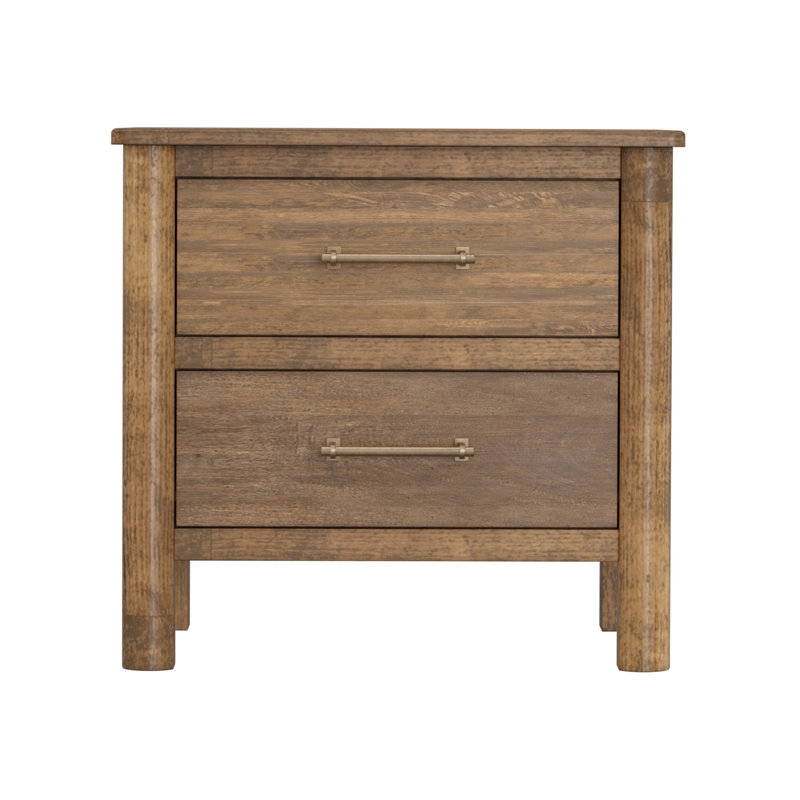 Table de chevet en bois massif à 2 tiroirs Generose