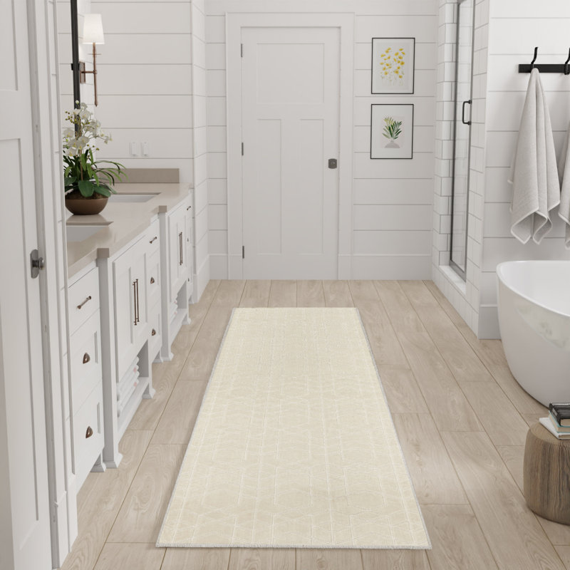 Nourison Washable Charm 2'2" x 10' Ivory Modern Indoor Rug, Runner 2'2" x 10'