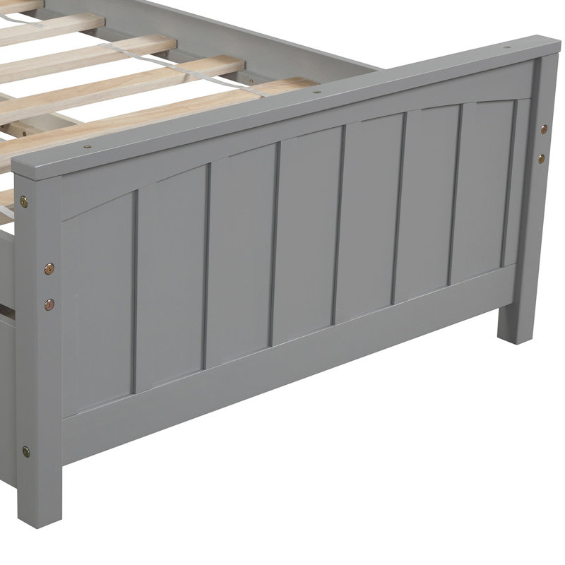 Lit plateforme gris avec lit gigogne en bois massif - Stable et élégant pour une chambre à coucher, Gris