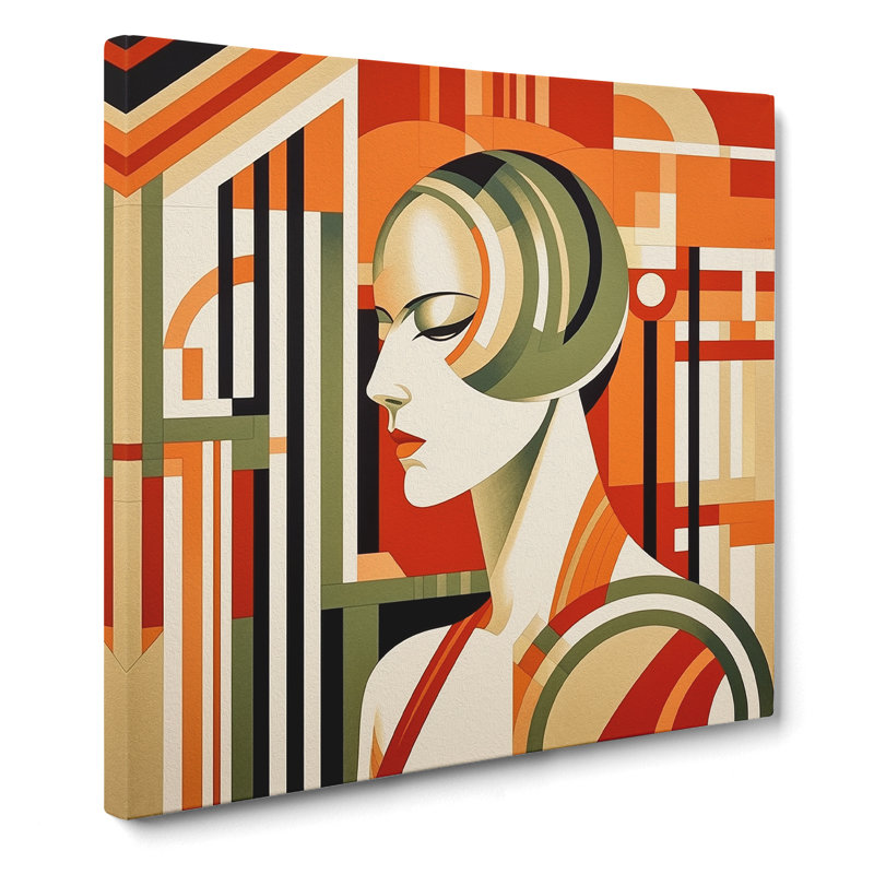 Art Deco Woman Bauhaus - Wrapped Canvas - Framed Print, 35cm H x 35cm W x 3cm D