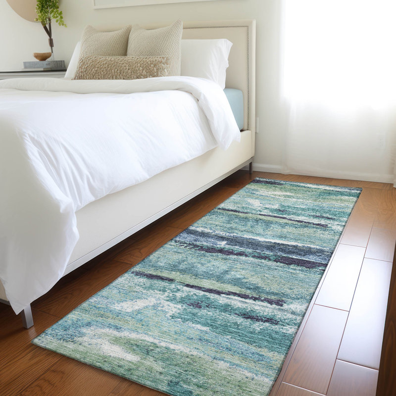 Premium Machine Washable Prisco Aloe Rug, Runner 2'3" x 7'6"