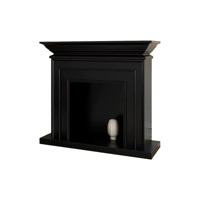 Black Solid Wood Freestanding Fireplace
