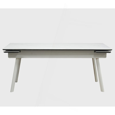 Extendable  Sintered Stone Dining Table - Stainless Steel Legs, Italian Minimalist