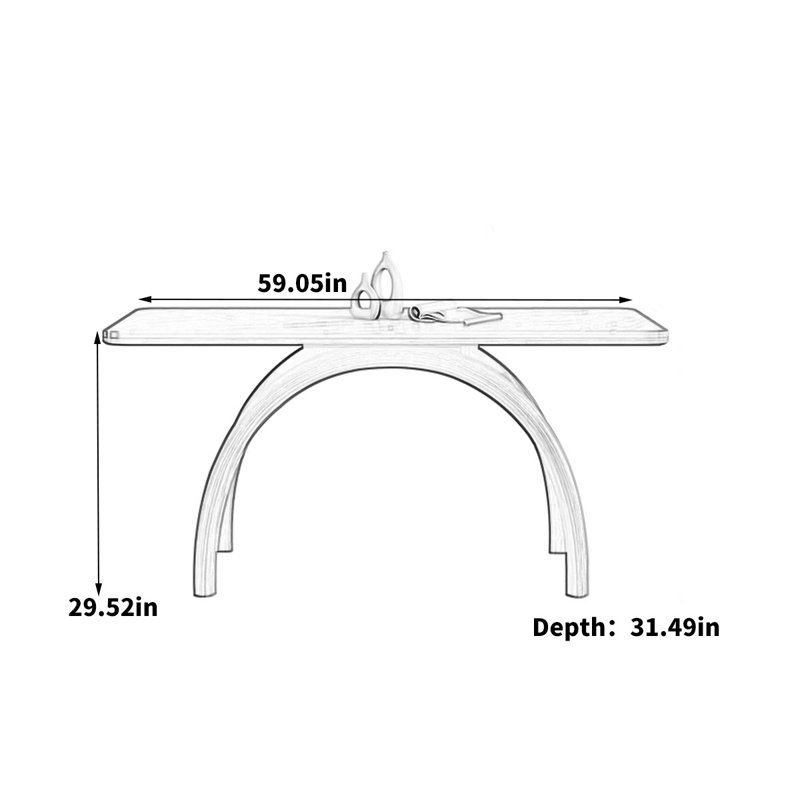 Nordic home rectangular dining table, 29.52"H x 59.05"L x 31.49"W
