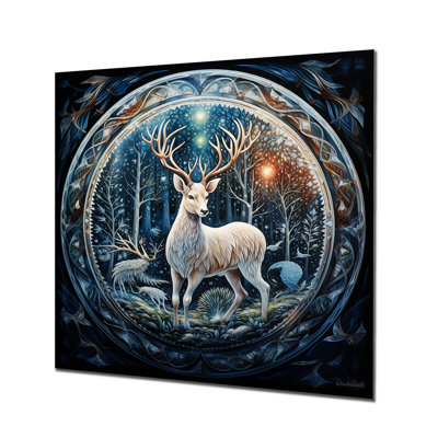 Cerf céleste avec des bois dans une forêt enchantée - art mural animal cerf