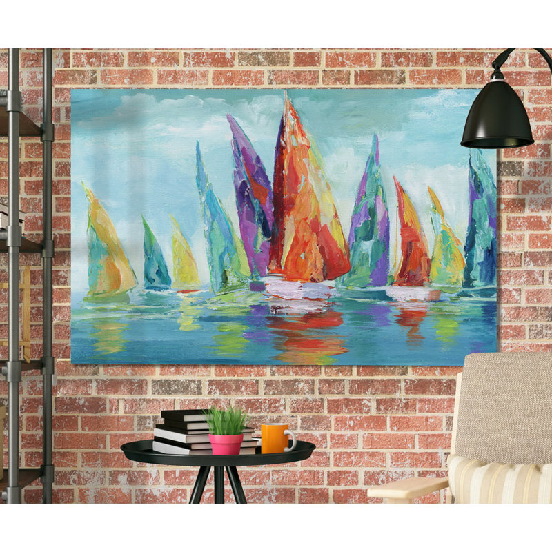 « fine day voilier », reproduction, H 12 po x l 18 po x P 1,5 po, Toile tendue