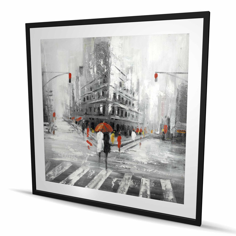 Greyish Flatiron Building Print | Red Framed Matted Decor