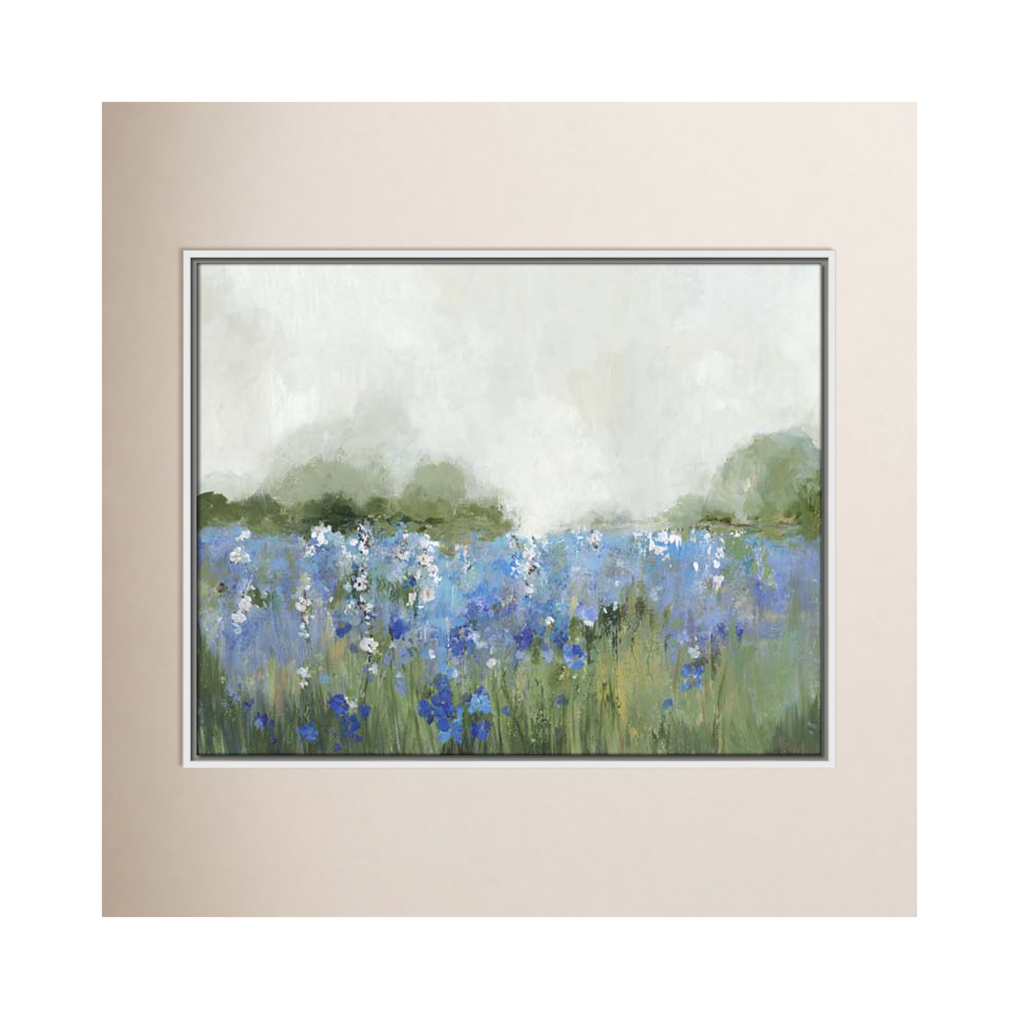 Meadows Bluebells Field by Allison Pearce, 23.5" H x 29.5" W x 2" D, White Framed