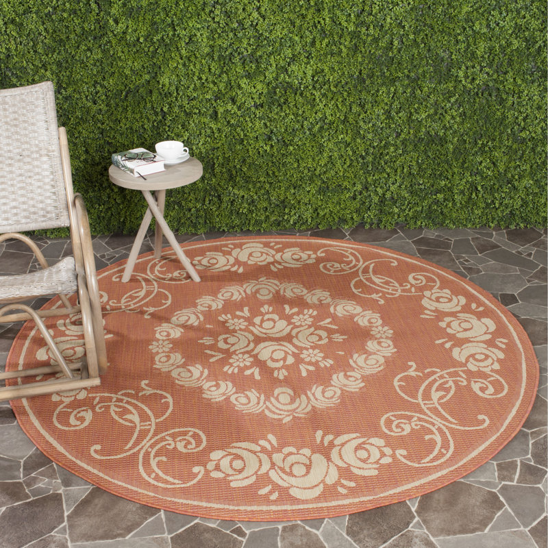 Tapis d'intérieur / extérieur à fleurs Herefordshire Performance, Rond 5 pi 3 po