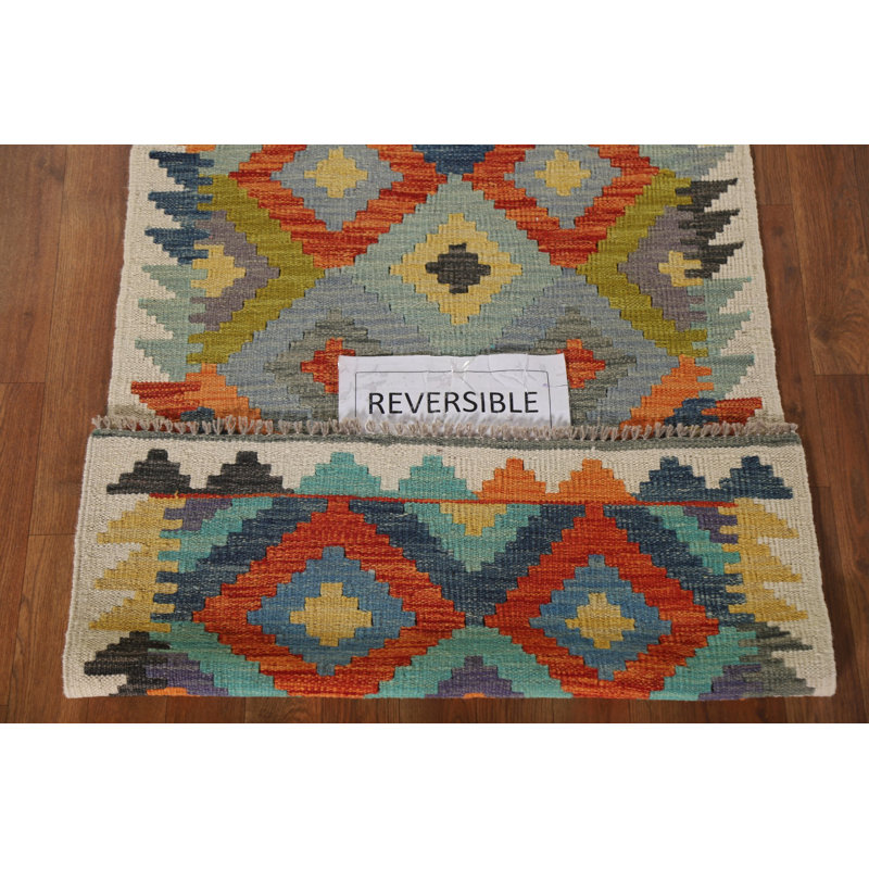 Multicolor Kilim Reversible Wool Rug 3x4