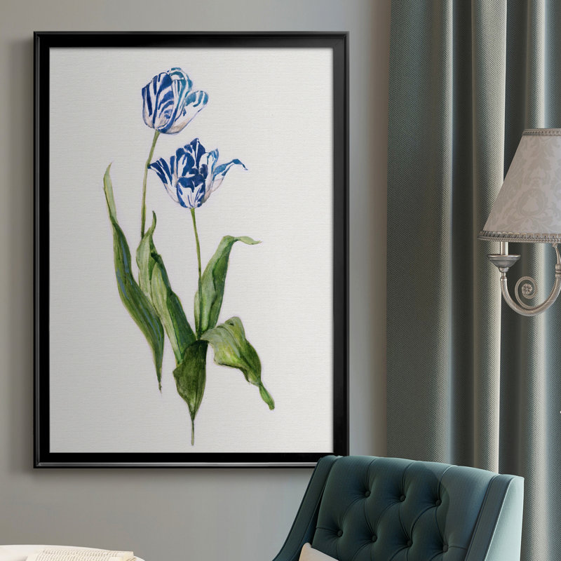 «Blue Lived Botanical II», peinture sur toile encadrée, Noir, H 30,5 po x l 42,5 po x P 1,5 po