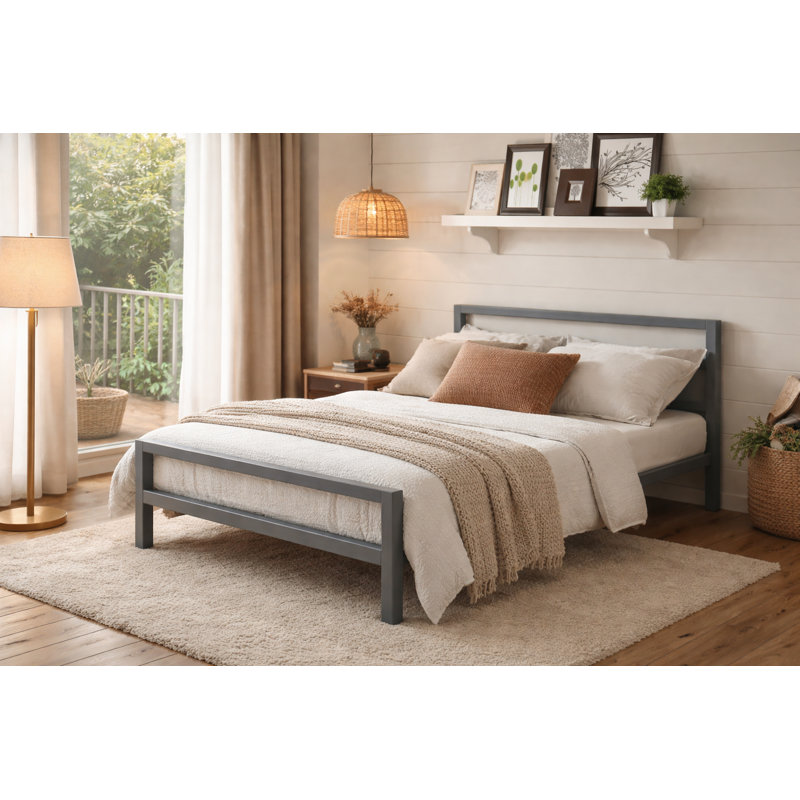 Shakia Bed, Double (4'6), Grey
