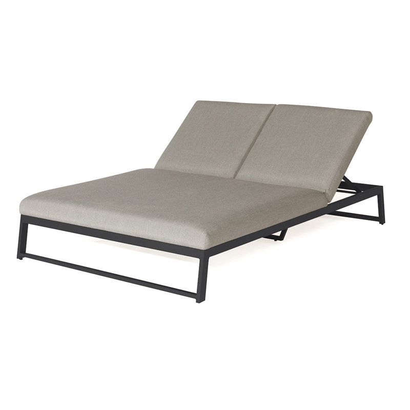 Dalery 208cm Long Reclining Double Chaise with Cushions, Black, Light Brown