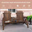 Chaise 2 places Adirondack en bois, banc de patio avec table, chaise d'extérieur avec causeuse pour porche, cour, terrasse, carbonisée