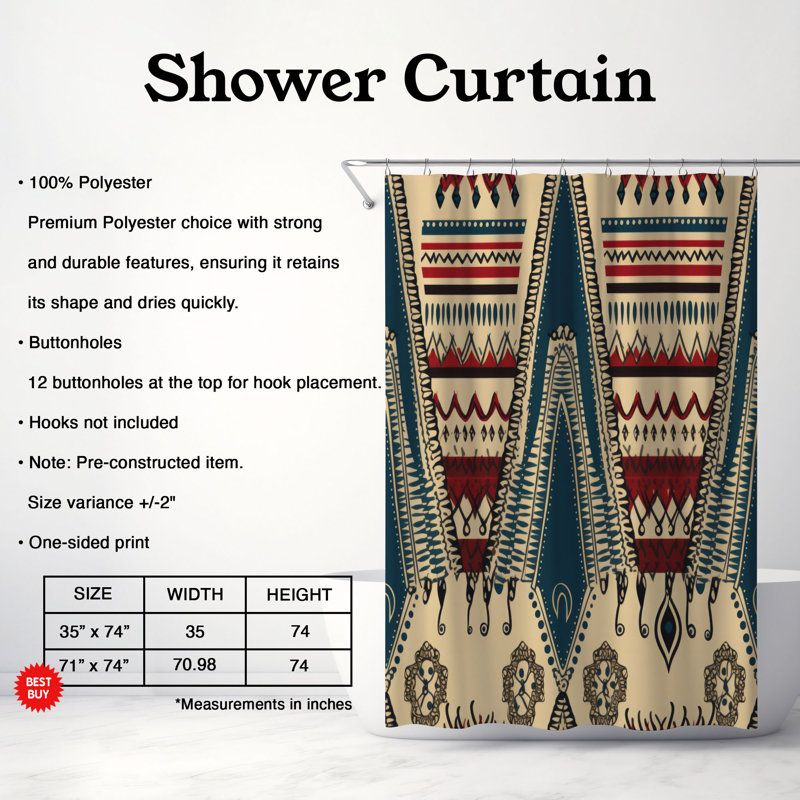 Boho Elements - Premium Shower Curtain, 74"H x 71"W