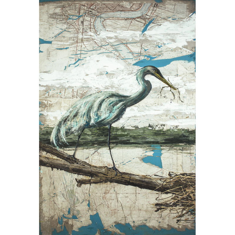 Midway Heron II - Wrapped Canvas Print, 30cm H x 20cm W x 3.8cm D