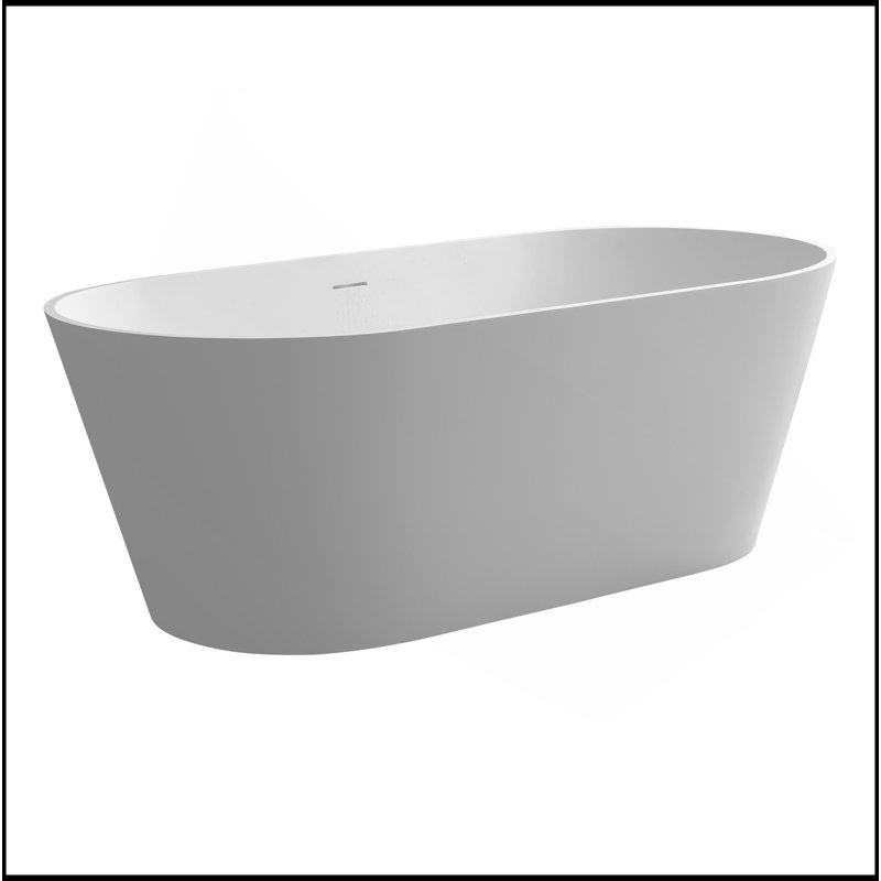 Baignoire de trempage à surface solide de 63 pouces, durable et facile à nettoyer avec une finition non poreuse