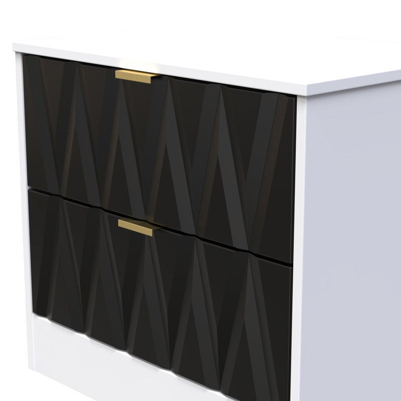 Besmir 58cm W Manufactured Wood Bedside Table, Deep Black/White