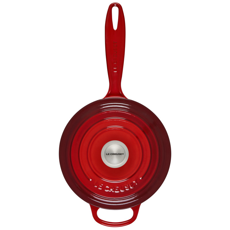 Le Creuset Enameled Cast Iron Saucepan with Lid, Cerise, 1.75 qt.