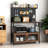 Kitchen Bakers Rack With Door And Microwave Oven Stand, Suitable For Small Areas To Enhance Storage, Organizer Versatile Hanging Items, Ample Adjustable Storage Shelves Glass - Unit, Water Finish,