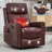 Genuine Leather Heat Massage Manual Recliner Chair with Rocker & Swivel for Living Room-1969748134