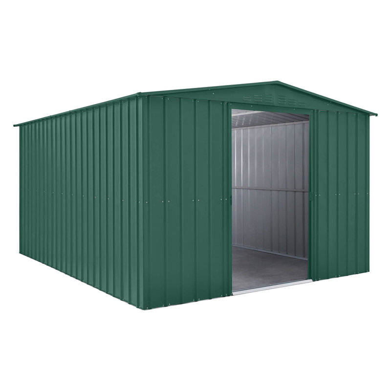 Globel 10 X 12 Apex Green Metal Shed, Green