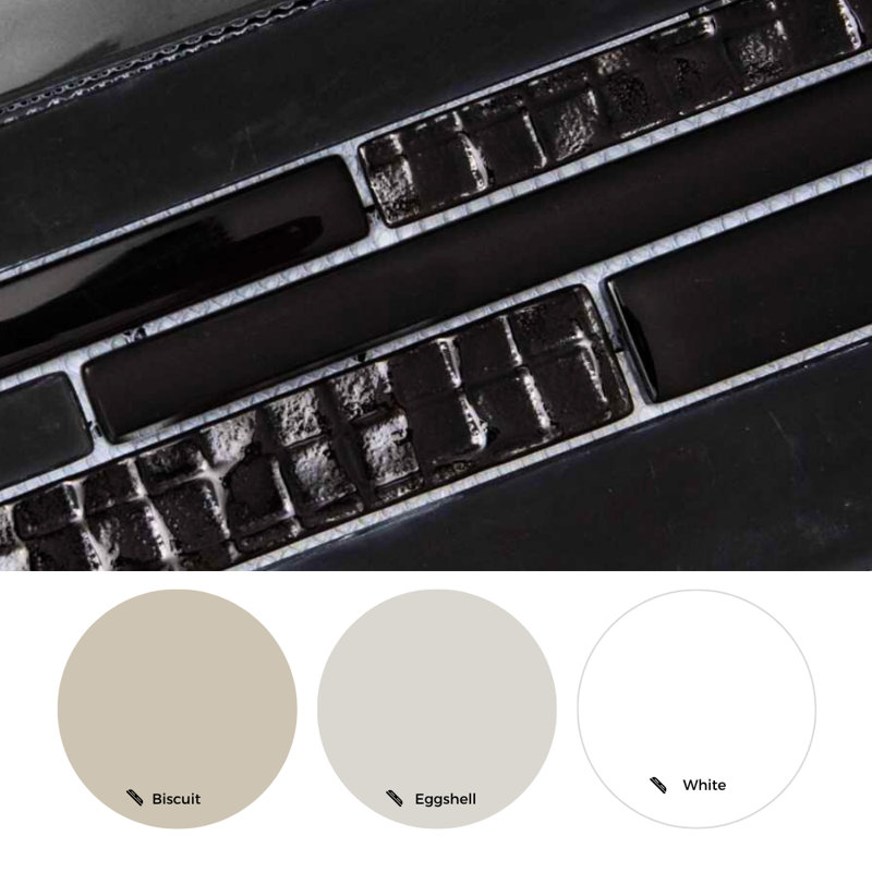 Karma Straight Edge Glass Mosaic Sheet Tile, Black